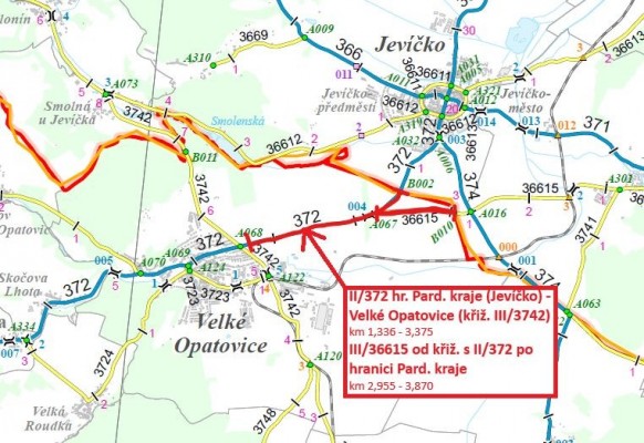 II/372 Hr. kraje PA (Jevíčko) - Velké Opatovice (křiž. III/3742)
