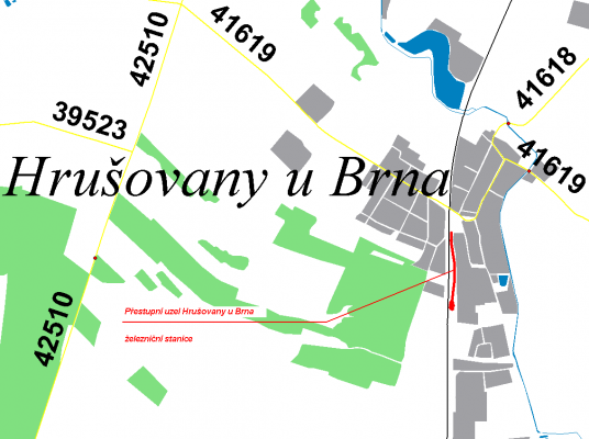 Přestupní uzel Hrušovany u Brna, železniční stanice