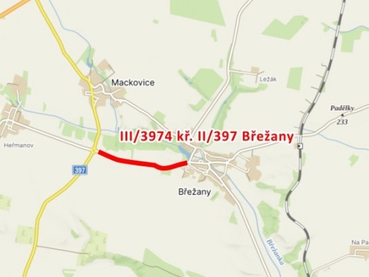 III/3974 kř. II/397 - Břežany