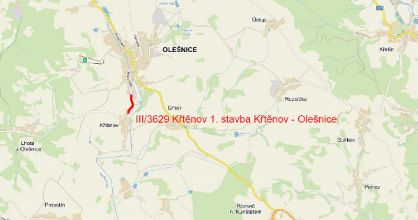 III/3629 Křtěnov 1. stavba Křtěnov - Olešnice