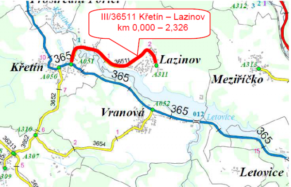 III/36511 Křetín - Lazinov