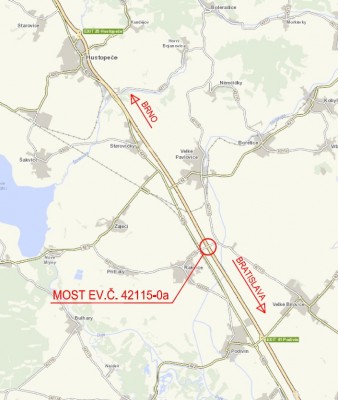III/42115 most přes dálnici D2 před Rakvicemi, ev. č. 42115-0a