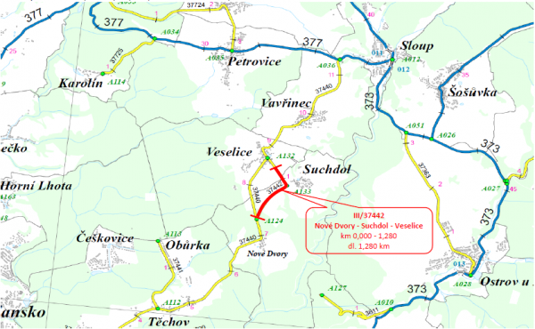 III/37442 Nové Dvory - Suchdol - Veselice