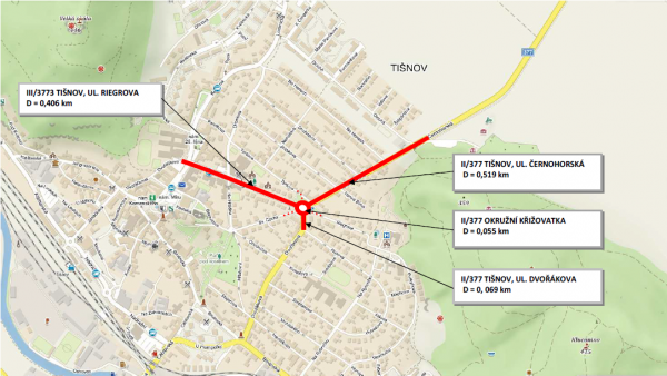 II/377 Tišnov OK - ul. Riegrova, Černohorská