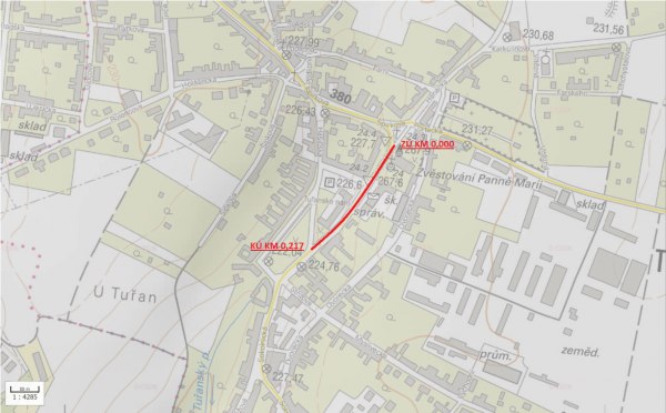 II/380 Brno Tuřany, ul. Tuřanské nám. 1.stavba