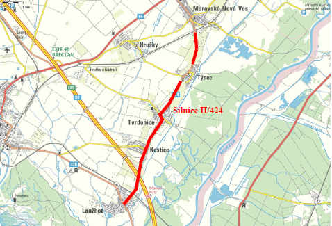 II/424 Moravská Nová Ves - Tvrdonice - Lanžhot